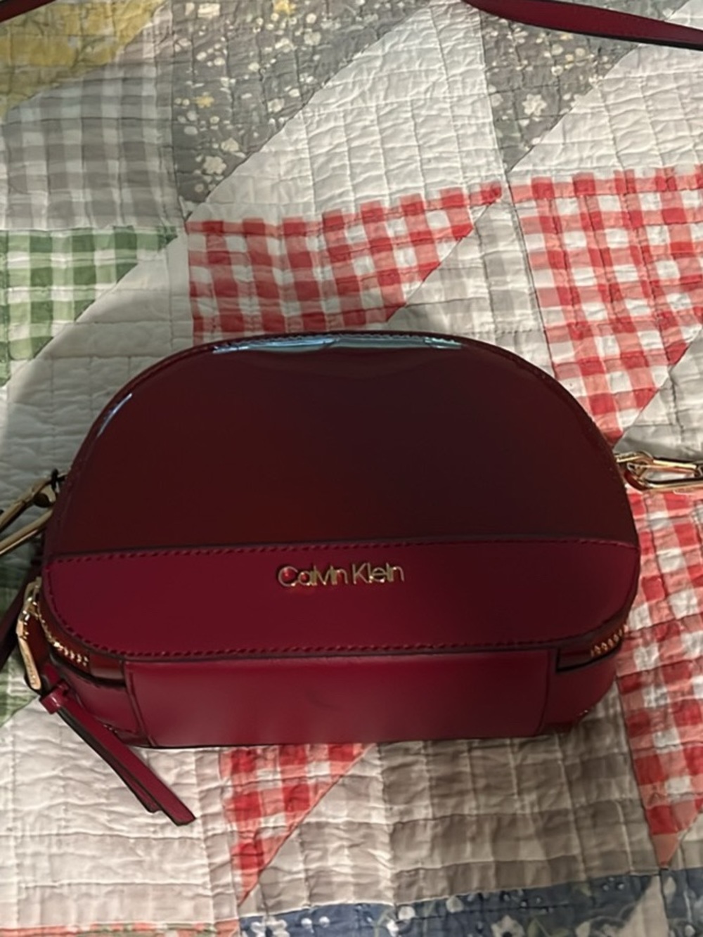 Calvin Klein Deep Burgundy/Pink Leather Crossbody Bag